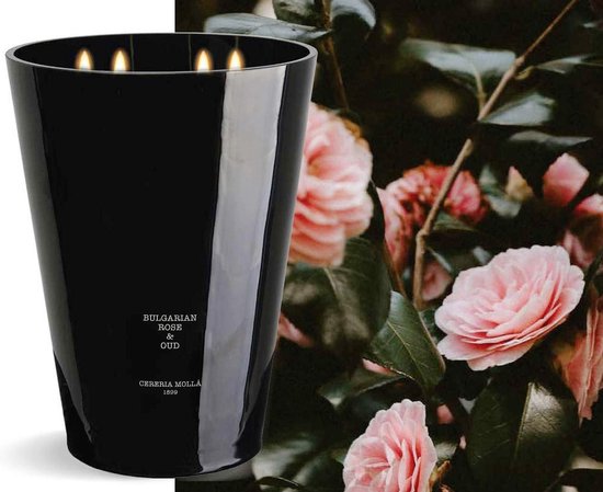 Cereria Mollà 1899 Scented Candle XXL Geurkaars 4kg Bulgarian Rose & Oud 5-wick 200hrs