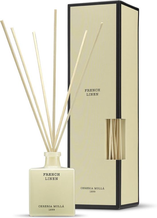 Giftset Mikado Geurstokjes Reed diffuser 100ml + Refill 200 ml French Linen